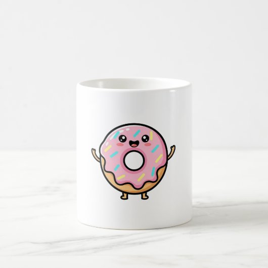 Smiling Donut – Cute Kawaii Illustration コーヒーマグカップ (中央)