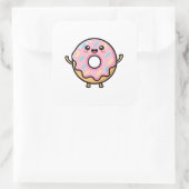 Smiling Donut – Cute Kawaii Illustration スクエアシール (バッグ)