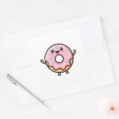 Smiling Donut – Cute Kawaii Illustration スクエアシール (封筒)