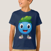 Smiling Earth Buddy T-Shirt Cute Planet Design Tシャツ (正面)