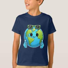 Smiling Earth Kids' T-Shirtおもしろい惑星 Tシャツ