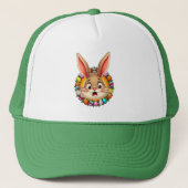 Smiling Easter Bunny – Floral Frame boné キャップ (正面)