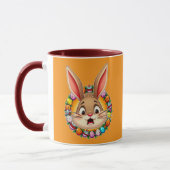 Smiling Easter Bunny – Floral Frame caneca マグカップ (左)
