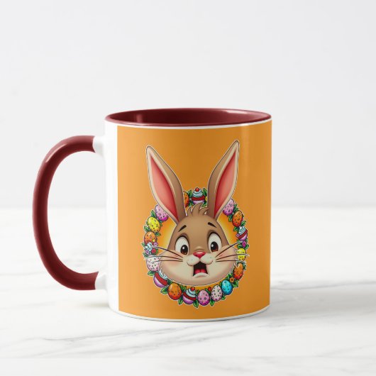 Smiling Easter Bunny – Floral Frame caneca マグカップ (左)