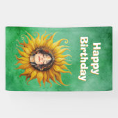 Smiling Face of Girl in Happy Birthday Sunflower 横断幕 (横)