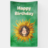 Smiling Face of Girl in Happy Birthday Sunflower 横断幕 (縦)