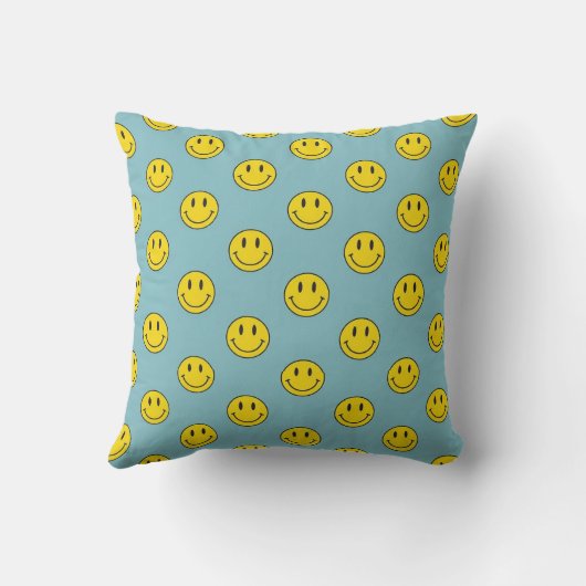 Smiling Face Pattern – Cute Yellow Smiles custom クッション (裏面)