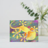 Smiling Gecko – 色付きドット ポストカード (スタンド正面)