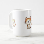 Smiling Ginger Tabby Kitten – Hand-Drawn Illustrat コーヒーマグカップ (正面左)