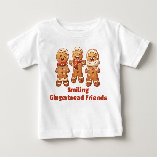 Smiling Gingerbread Friends ベビーTシャツ (正面)