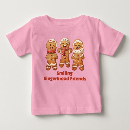 Smiling Gingerbread Friends ベビーTシャツ (正面)