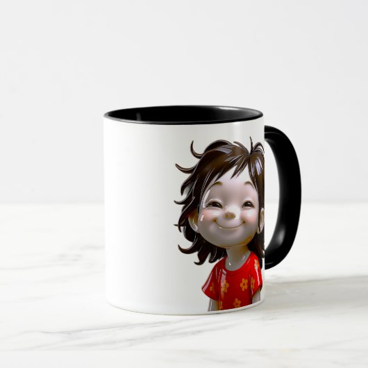 Smiling Girl Cartoon  マグカップ (正面右)
