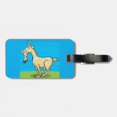 Smiling Goat Cartoon Farm Animal ラゲッジタグ (裏面横)