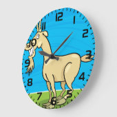 Smiling Goat Cartoon Farm Animal ラージ壁時計 (傾斜)