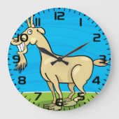 Smiling Goat Cartoon Farm Animal ラージ壁時計 (正面)