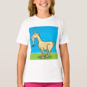 Smiling Goat Cartoon Farm Animal Tシャツ (正面)