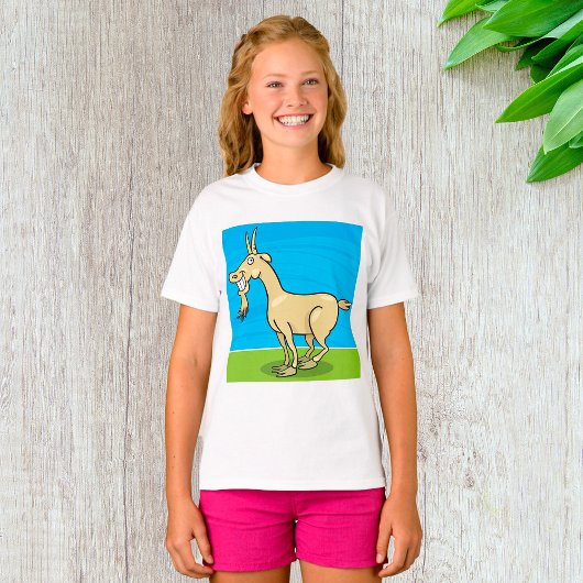 Smiling Goat Cartoon Farm Animal Tシャツ