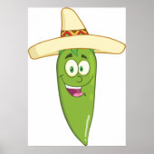 Smiling Green Chilli Pepper ポスター (正面)