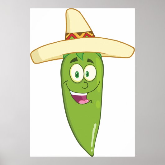 Smiling Green Chilli Pepper ポスター (正面)