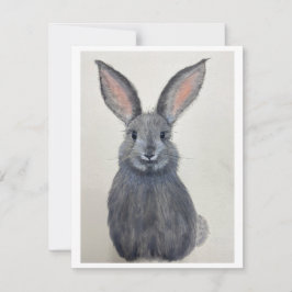 Smiling Grey Bunny Notecard - Original Artwork シーズンカード
