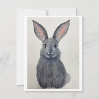 Smiling Grey Bunny Notecard - Original Artwork シーズンカード
