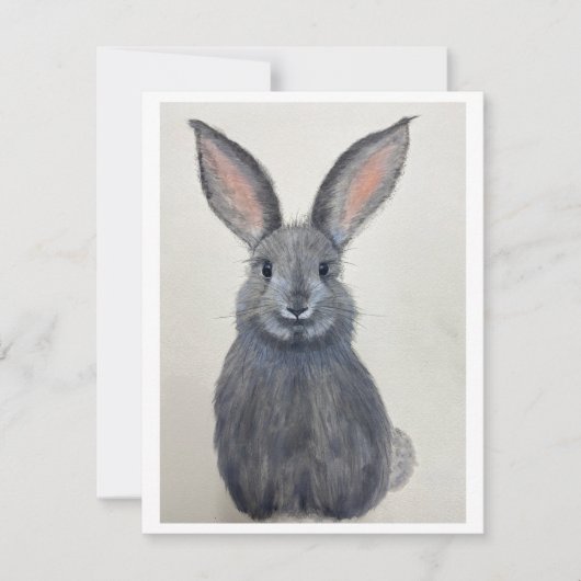 Smiling Grey Bunny Notecard - Original Artwork シーズンカード (正面)