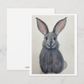 Smiling Grey Bunny Notecard - Original Artwork シーズンカード (正面/裏面)