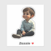 Smiling Jewish Boy – Cute Design with Kippah シール (シート)
