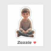 Smiling Jewish Boy – Cute Design with Kippah シール (シート)