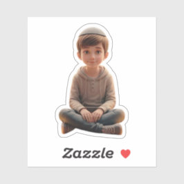 Smiling Jewish Boy – Cute Design with Kippah シール