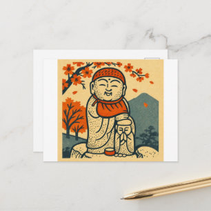 Smiling Jizo Guardian  – Japanese Folk Art  ポストカード