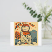 Smiling Jizo Guardian  – Japanese Folk Art  ポストカード (スタンド正面)