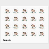 Smiling Kawaii Wedding Couple – Cute Sticker ラウンドシール (シート)