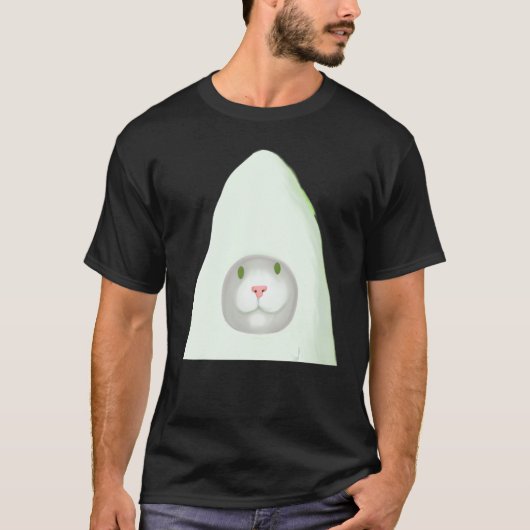 Smiling kitten artwork white cat meme tシャツ (正面)