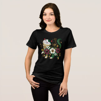 smiling kitten colorful cheerful flowers トライブレンドＴシャツ