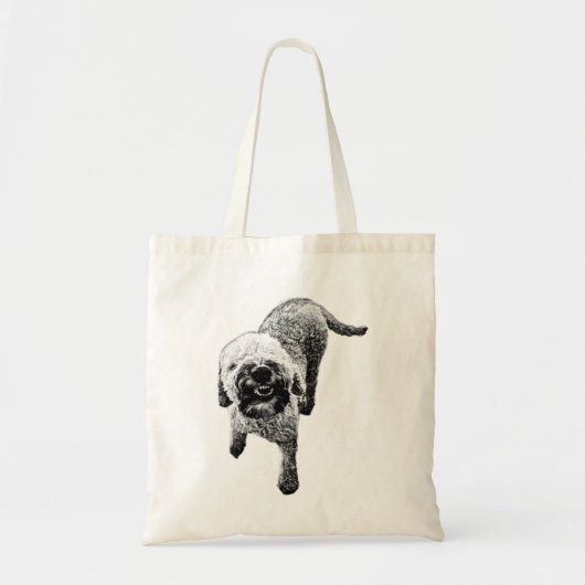 Smiling Lagotto Tote – Walking Dog Print トートバッグ (正面)