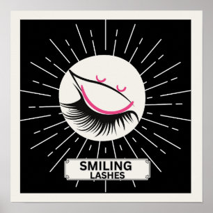 Smiling Lashes モダン ミニマリスト ピンク ブラック マツエクT ポスター