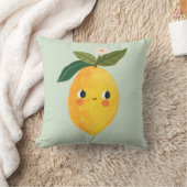 Smiling Lemon Pillow – Cute Fruit Nursery & Kids  クッション (ブランケット)