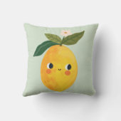 Smiling Lemon Pillow – Cute Fruit Nursery & Kids  クッション (裏面)