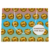 Smiling Lion Face ラージペーパーバッグ (正面)