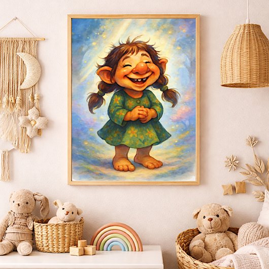 Smiling Little Troll Whimsical Children’s Story フォトプリント