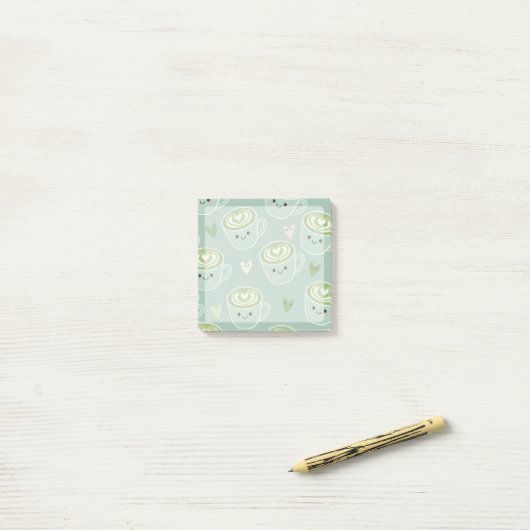 smiling matcha latte cups Post-It Notes ポストイット (デスク上)