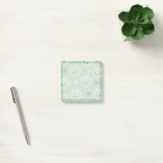 smiling matcha latte cups Post-It Notes ポストイット (オフィス)