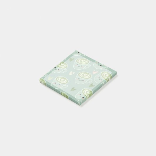 smiling matcha latte cups Post-It Notes ポストイット (アングル)