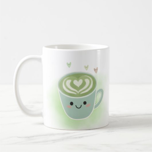 Smiling Matcha Latte Heart Mug コーヒーマグカップ (左)