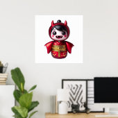 Smiling Monster Girl Wall Art Poster – Cute Spooky ポスター (ホームオフィス)