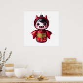 Smiling Monster Girl Wall Art Poster – Cute Spooky ポスター (キッチン)