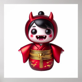 Smiling Monster Girl Wall Art Poster – Cute Spooky ポスター