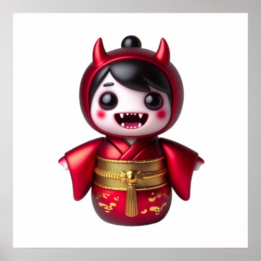 Smiling Monster Girl Wall Art Poster – Cute Spooky ポスター (正面)
