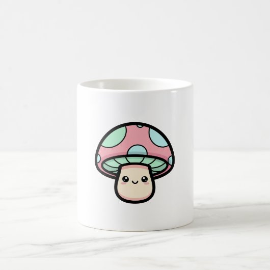 Smiling Mushroom – Cute Kawaii Illustration コーヒーマグカップ (中央)